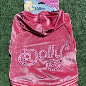 New Doggy Parton Dolly Rhinestone Pink Velour Track Suit Dog Large 20-40 Pounds